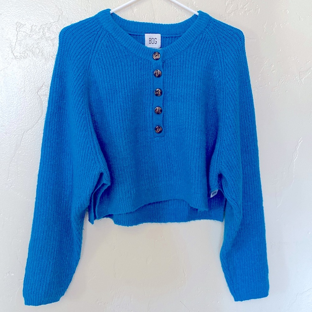 BDG Turquoise Blue Cropped Sweater Size M